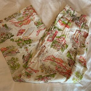 Cynthia Rowley Tropical Print Cropped Linen Pants
